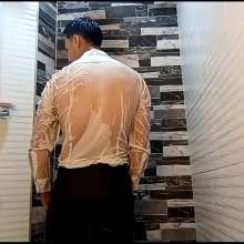 WETColours: Luke in the Shower with White Shirt and Pants