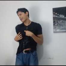 WETColours: Matteo Gets Wet in Black T-shirt and Jeans
