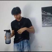 WETColours: Matteo Gets Wet in Black T-shirt and Jeans
