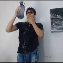 WETColours: Matteo Gets Wet in Black T-shirt and Jeans