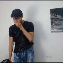WETColours: Matteo Gets Wet in Black T-shirt and Jeans