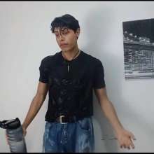 WETColours: Matteo Gets Wet in Black T-shirt and Jeans