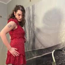 Miss Nicole: Naomi Rose Slimed: Tgirl Masturbates in Sundress and Glasses