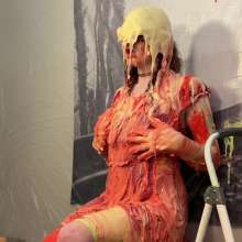 Miss Nicole: Naomi Rose Slimed: Tgirl Masturbates in Sundress and Glasses