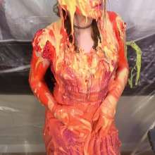 Miss Nicole: Naomi Rose Slimed: Tgirl Masturbates in Sundress and Glasses