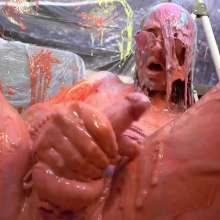 Miss Nicole: Naomi Rose Slimed: Tgirl Masturbates in Sundress and Glasses