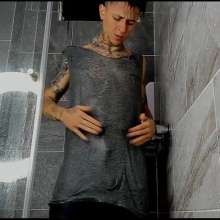 WETColours: Nico in the Shower with Grey Tank Top and Jeans
