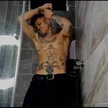 WETColours: Nico in the Shower with Grey Tank Top and Jeans