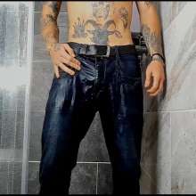 WETColours: Nico in the Shower with Grey Tank Top and Jeans