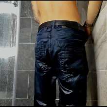 WETColours: Nico in the Shower with Grey Tank Top and Jeans