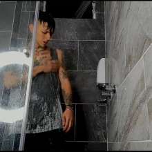 WETColours: Nico in the Shower with Grey Tank Top and Jeans