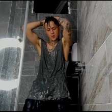 WETColours: Nico in the Shower with Grey Tank Top and Jeans