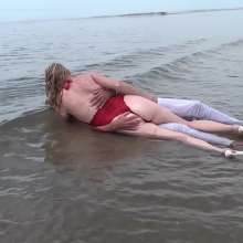custardcouple: Wet Clothed Couple In Sea