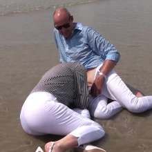 custardcouple: Wet Clothed Couple In Sea