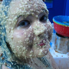 LaylaMoore: Layla is covered head to toe in tomato sauce, beans and oatmeal in the tub!