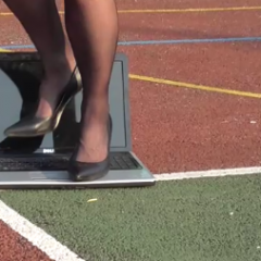 sploshfet: Heels destroy laptop with crush, trample and stomping