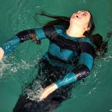 ufa217: Greta in legings swims in the pool.