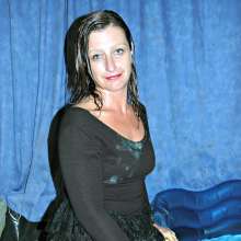 WSMProductions: milf Gemma in custard in black party dress and undies--wsm