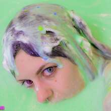 messyhot: Honey Heptane--goth gunged in fishnet
