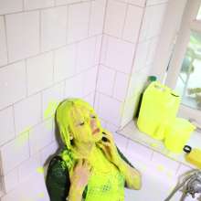 eileenvogel: Eileen in a dress covered by neon paint