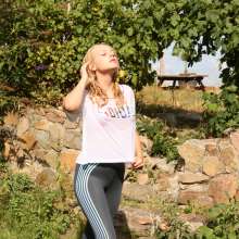 eileenvogel: Eileen soaked in leggings by buckets of water