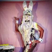 Knickerslopperglory: Bunny Girl takes many pies!