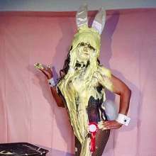 Knickerslopperglory: Bunny Girl takes many pies!