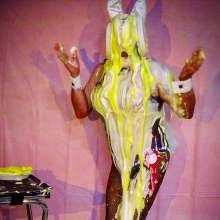 Knickerslopperglory: Bunny Girl takes many pies!