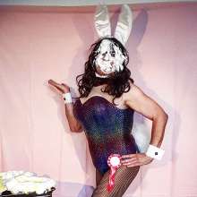 Knickerslopperglory: Bunny Girl takes many pies!
