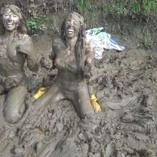Jayce: Alice's First Outdoor Mud Mucking with Me, Hunters, Hose, falls+fun!