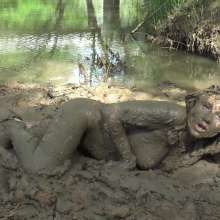 Jayce: Alice's First Outdoor Mud Mucking with Me, Hunters, Hose, falls+fun!