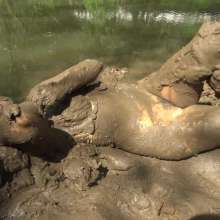 Jayce: Alice's First Outdoor Mud Mucking with Me, Hunters, Hose, falls+fun!
