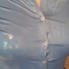 MadelineOasis: Sharp Skirt and Silk Blouse Soaked in Shower
