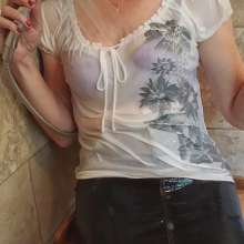 MadelineOasis: Denim Skirt and Pullover Top Soaked in Shower
