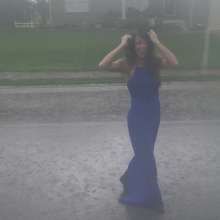 Jayce: Impromptu Very Public Thunderstorm wetlook Play!  Nylons and Long dress!