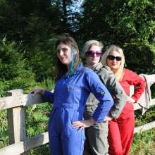 DungeonMasterOne: Three happy girls fully-clothed in the river!