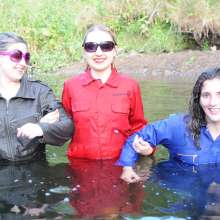 DungeonMasterOne: Three happy girls fully-clothed in the river!