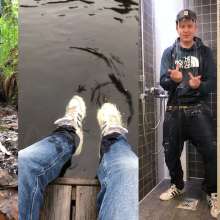 vstyle83: Wet Sneaks in a Pond + Shower Jerk-off