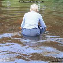 DungeonMasterOne: Wet Skirt Uniform: Susie soaks in an upland stream!