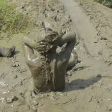 DungeonMasterOne: Black Shiny Shorts Mudbath!