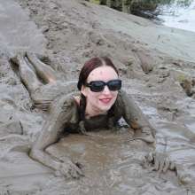 DungeonMasterOne: Black Shiny Shorts Mudbath!