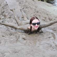 DungeonMasterOne: Black Shiny Shorts Mudbath!