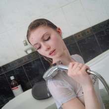 Wet Live Team: Nastya Nipples Were Enlightened Through, White Wet T-shirt