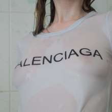Wet Live Team: Nastya Nipples Were Enlightened Through, White Wet T-shirt