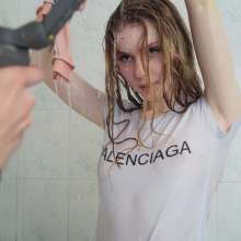 Wet Live Team: Nastya Nipples Were Enlightened Through, White Wet T-shirt