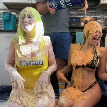 Slimed Models: Two Girls, Two Buckets: One Yuck Bucket and One Cake Batter
