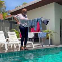 Wet_look_elena: Blue Jeans and Thin White Top in Pool and Shower