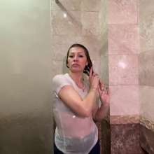 Wet Live Team: Denim Outfit Soaked through in the Pool and in the Shower