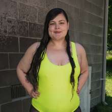 JD and Messy Andi: Andi got wet in a yellow bathing suit, tights and heels!