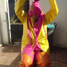 Darkabyss445: Getting My Rainwear Messy with Pink Gunge